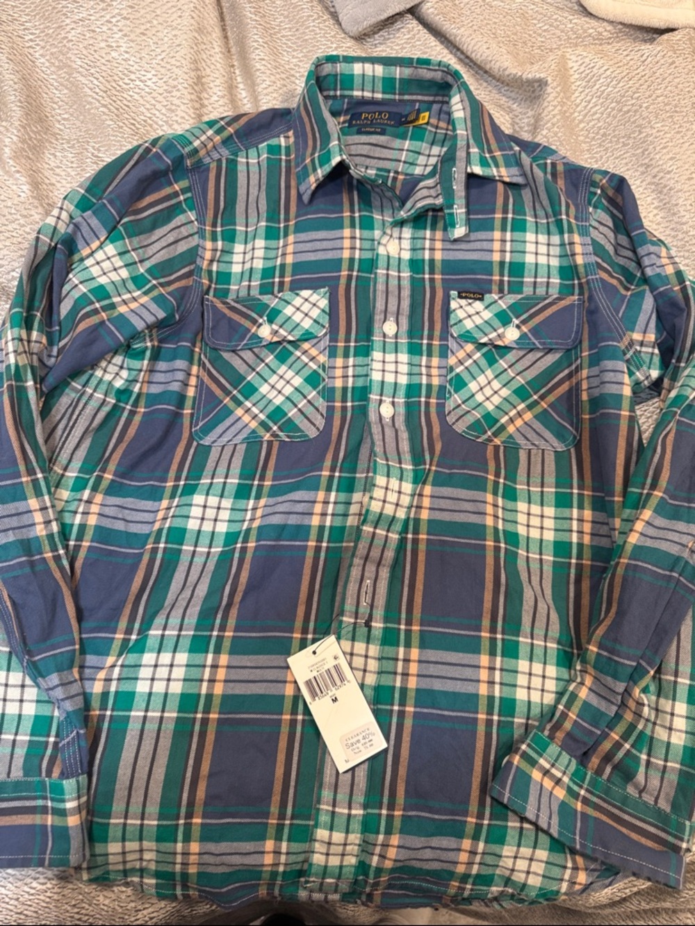 Polo by Ralph Lauren Blue & Green Plaid Button-Down Shirt